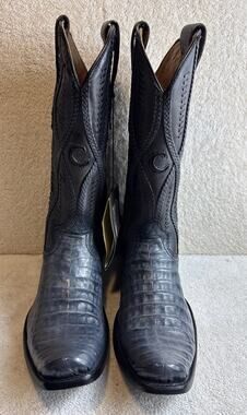 Cuadra Western Cowboy Boots Dark Gray Caiman Exotic Leather Mens 7 EE 37992